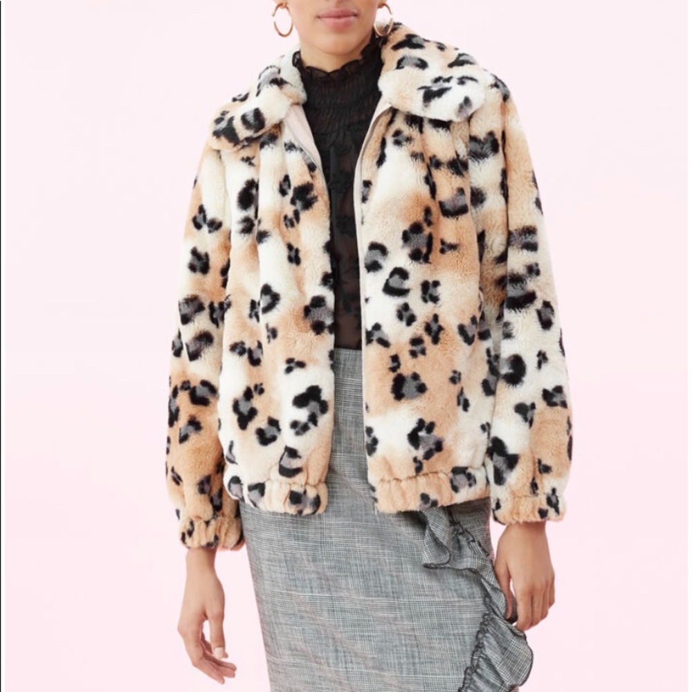 Rebecca Taylor faux fur cheetah jacket sz m